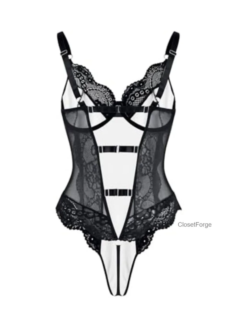 Women's Lace Bodysuit Corset Top, Sheer Teddy Lingerie, Underwire Push Up